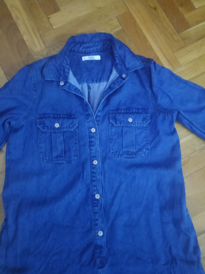 Düğmeli Koyu Mavi Kısa Denim tulum - Görsel 3