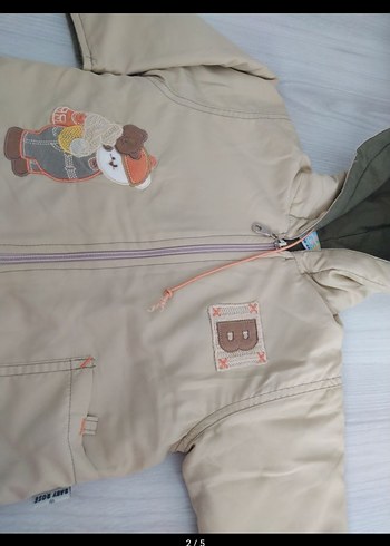 6-9 Ay Beden kahverengi Renk Kapüşonlu Erkek Çocuk Street Wear Mont