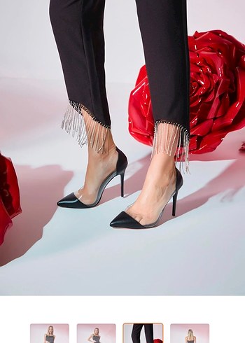 Taş detaylı pantolon - Görsel 4