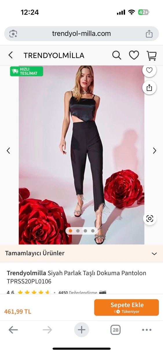 Taş detaylı pantolon - Görsel 5