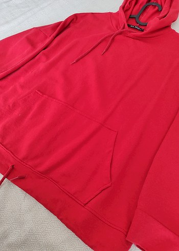l Beden Kadın Kırmızı Kapüşonlu Sweatshirt