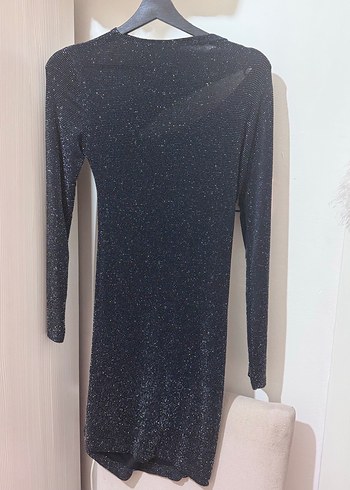 Uzun Kollu V Yaka Drapeli Kadın Abiye Elbise - Görsel 3