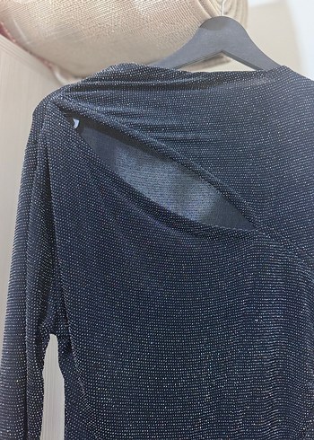 Uzun Kollu V Yaka Drapeli Kadın Abiye Elbise - Görsel 2