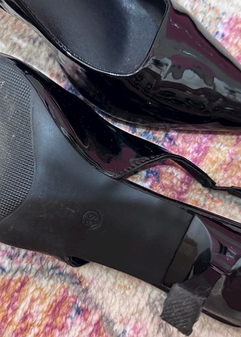 Siyah Yılan Desenli Tokalı Stiletto - Görsel 5