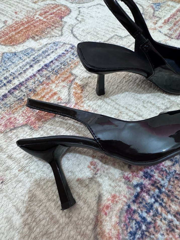 Siyah Yılan Desenli Tokalı Stiletto - Görsel 4