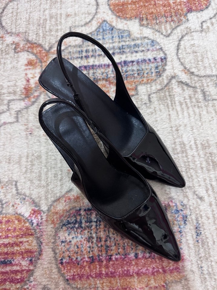 Siyah Yılan Desenli Tokalı Stiletto - Görsel 2