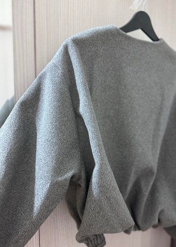 Zara Gri Kadın Fermuarlı Midi Ceket