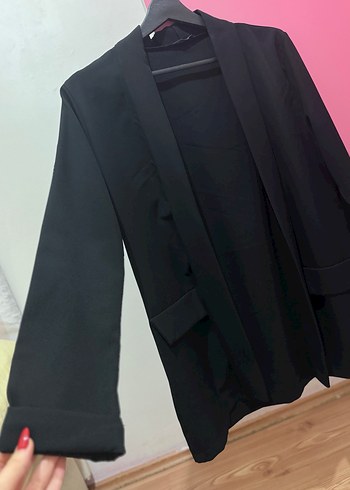 s Beden Siyah Midi Kadın Blazer Ceket