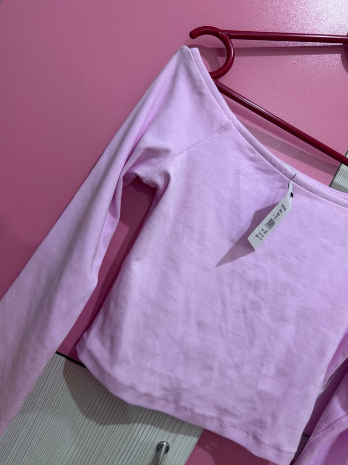 Pembe Uzun Kollu Crop Top - Görsel 2