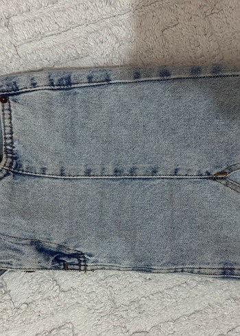 s Beden Kadın Gri Tüylü Denim Mini Etek