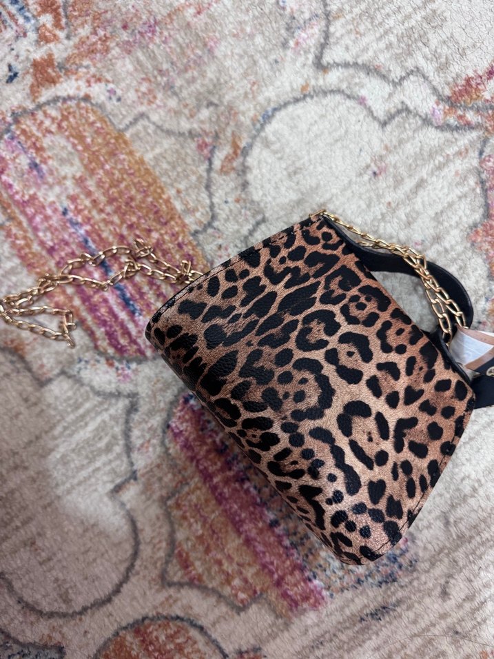Kahverengi Leopar Desenli Süet Kadın Çanta - Görsel 2