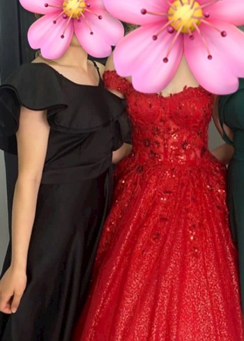Siyah Straplez uzun Fırfırlı Gotik Elbise