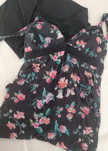 Hamile için Çiçek Desenli Kolsuz Mini Mayo - Görsel 2