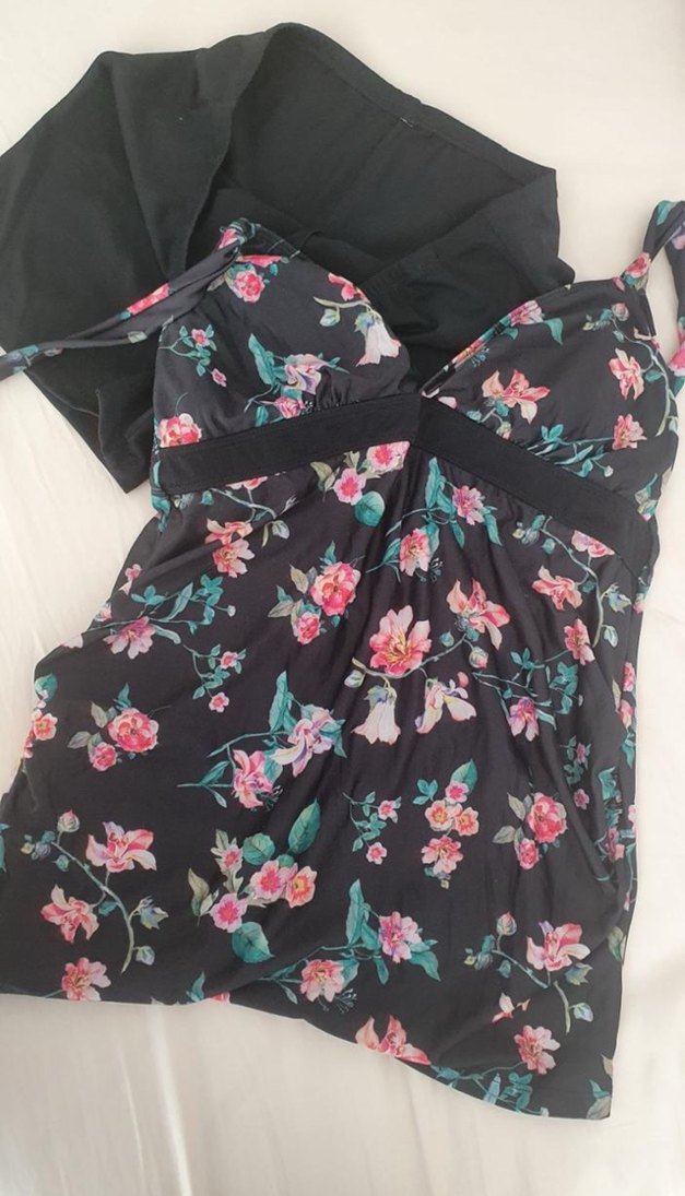 Hamile için Çiçek Desenli Kolsuz Mini Mayo - Görsel 2