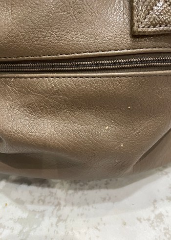 Kadın Kahverengi Süet Yılan Desenli Çanta - Görsel 3