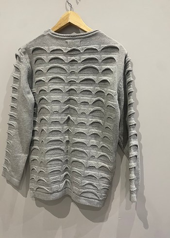 Gri Triko Erkek Kazak Uzun Kollu - Görsel 2