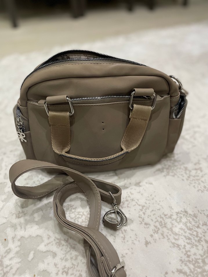 Bej Kadın Fermuarlı Çanta - Görsel 2