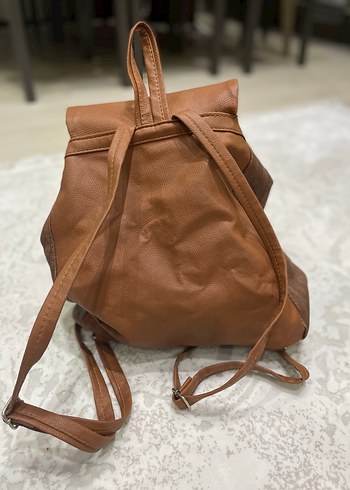 Nakışlı Kahverengi Deri Bohem Sırt Çantası - Görsel 2