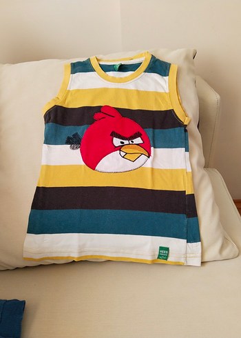 Renkli Çizgili Angry Birds Baskılı Erkek Çocuk Atlet - Görsel 2