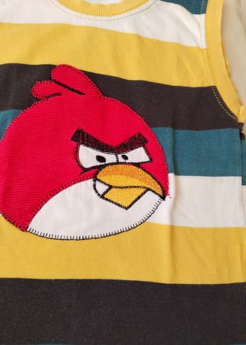 Renkli Çizgili Angry Birds Baskılı Erkek Çocuk Atlet - Görsel 3
