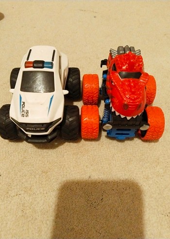 Renkli Oyuncak Polis ve Dinozor Arabası - Görsel 2