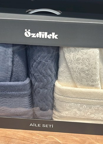 Özdilek Nakışlı Aile Havlu Seti - Mavi & Gri