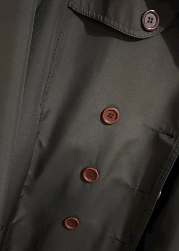 Siyah Kadın Midi Boy Düğmeli Trençkot - Görsel 3