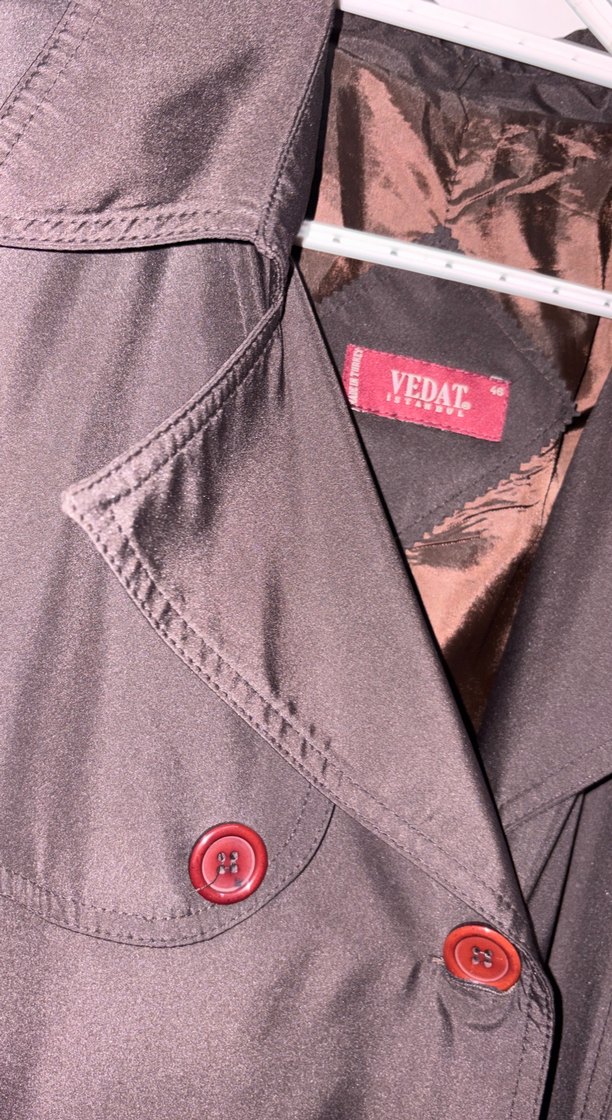 Siyah Kadın Midi Boy Düğmeli Trençkot - Görsel 4