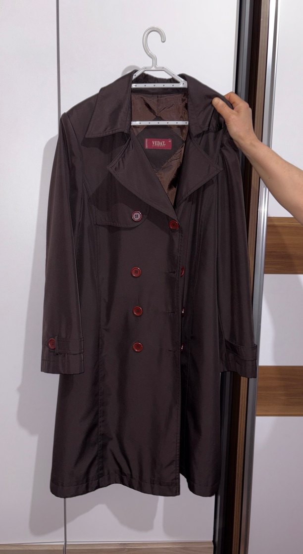 Siyah Kadın Midi Boy Düğmeli Trençkot - Görsel 5