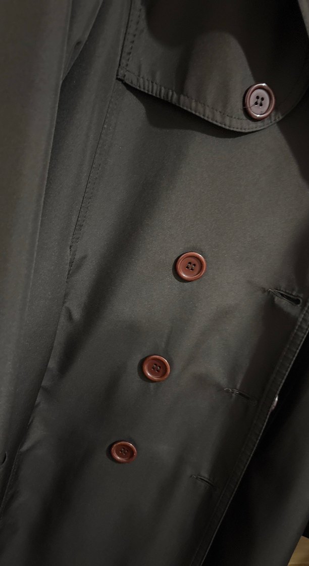 Siyah Kadın Midi Boy Düğmeli Trençkot - Görsel 3