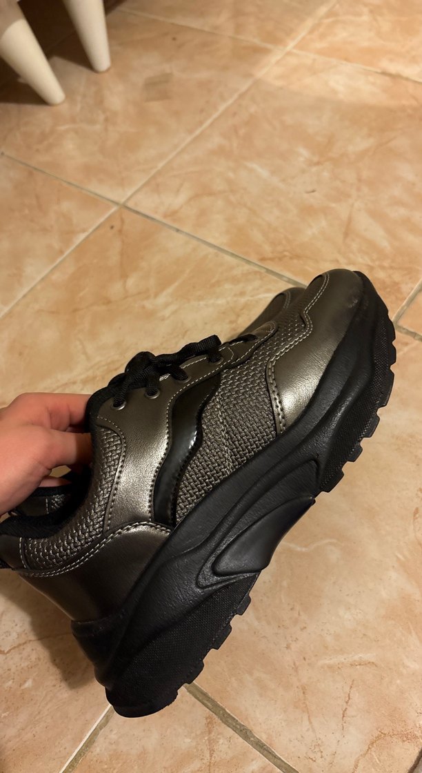 Dantel Detaylı Yılan Desenli Platform Spor Ayakkabı - Görsel 2