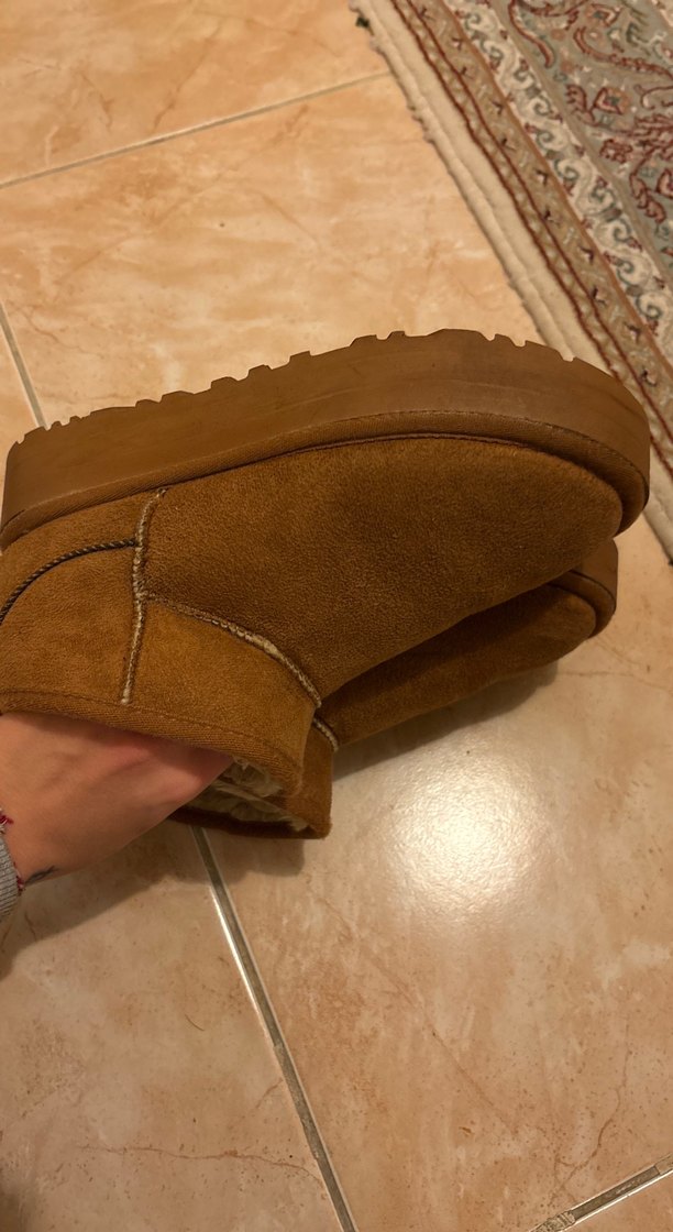 Kahverengi Süet Kürklü Kadın Dolgu Topuk Bot - Görsel 4