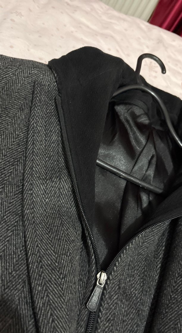 Gri Uzun Erkek Palto Düğmeli Notch Yaka - Görsel 4