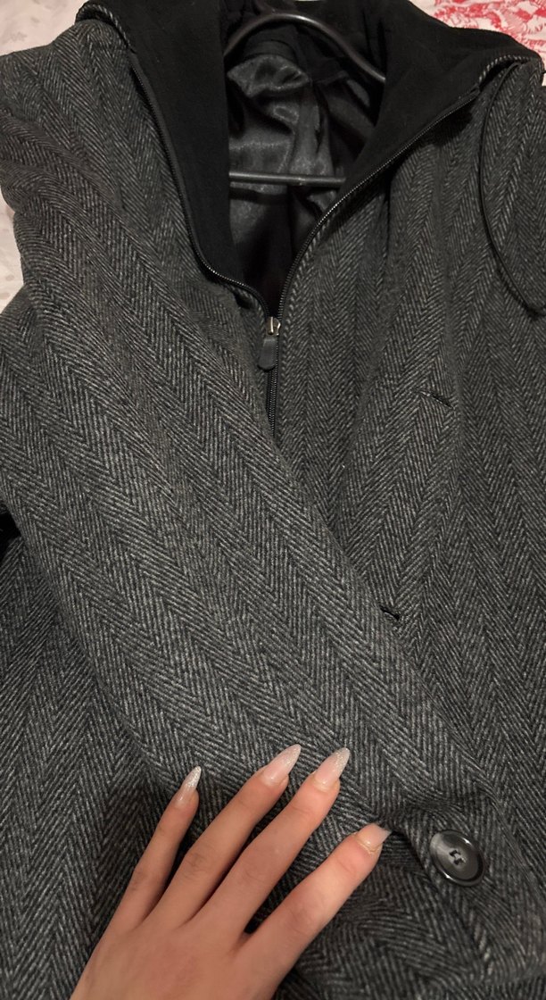 Gri Uzun Erkek Palto Düğmeli Notch Yaka - Görsel 5