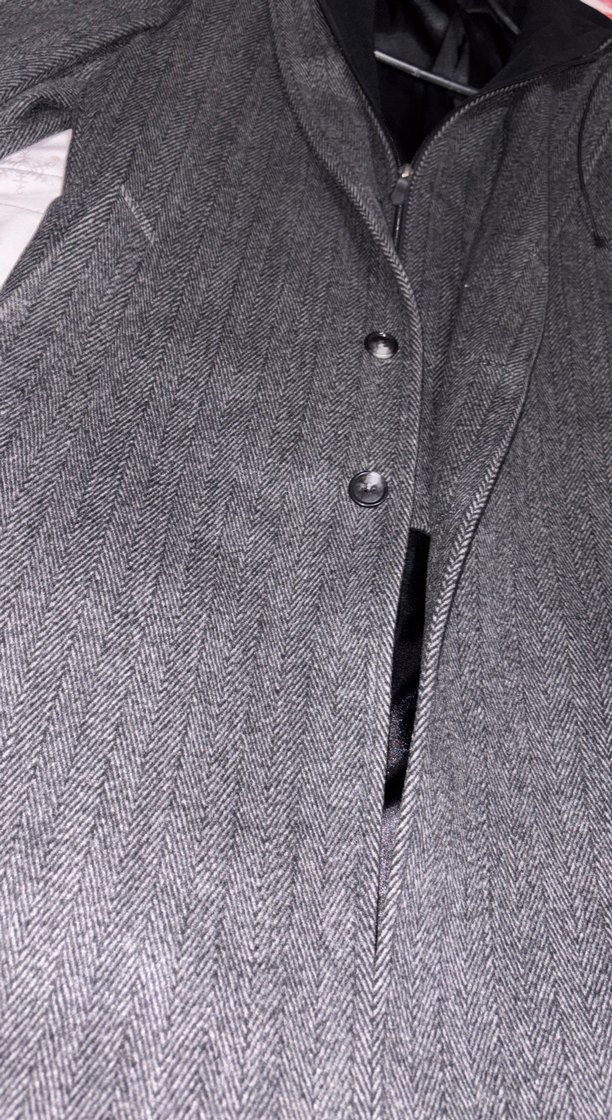 Gri Uzun Erkek Palto Düğmeli Notch Yaka - Görsel 2