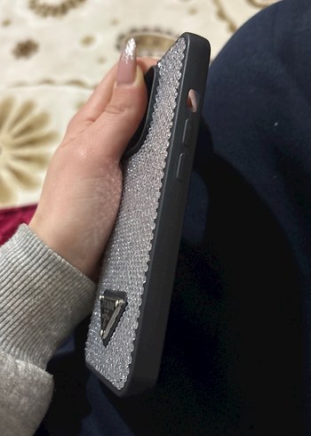 Prada Siyah Taşlı Telefon Kılıfı iphone 13 pro kılıfı - Görsel 4