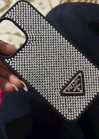 Prada Siyah Taşlı Telefon Kılıfı iphone 13 pro kılıfı - Görsel 3
