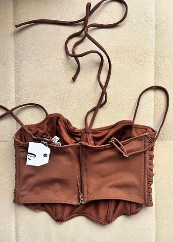 Kahverengi Fırfırlı Strappy Büstiyer - Görsel 3