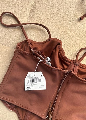 Kahverengi Fırfırlı Strappy Büstiyer - Görsel 4