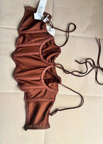Kahverengi Fırfırlı Strappy Büstiyer - Görsel 2