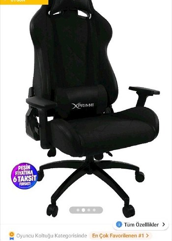 XPRIME Siyah Oyuncu Koltuğu 6 Taksit