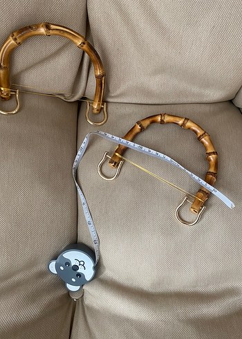 Bej Gerçek Bambu çanta Saplı Toka Detaylı Çanta Sapı - Görsel 3