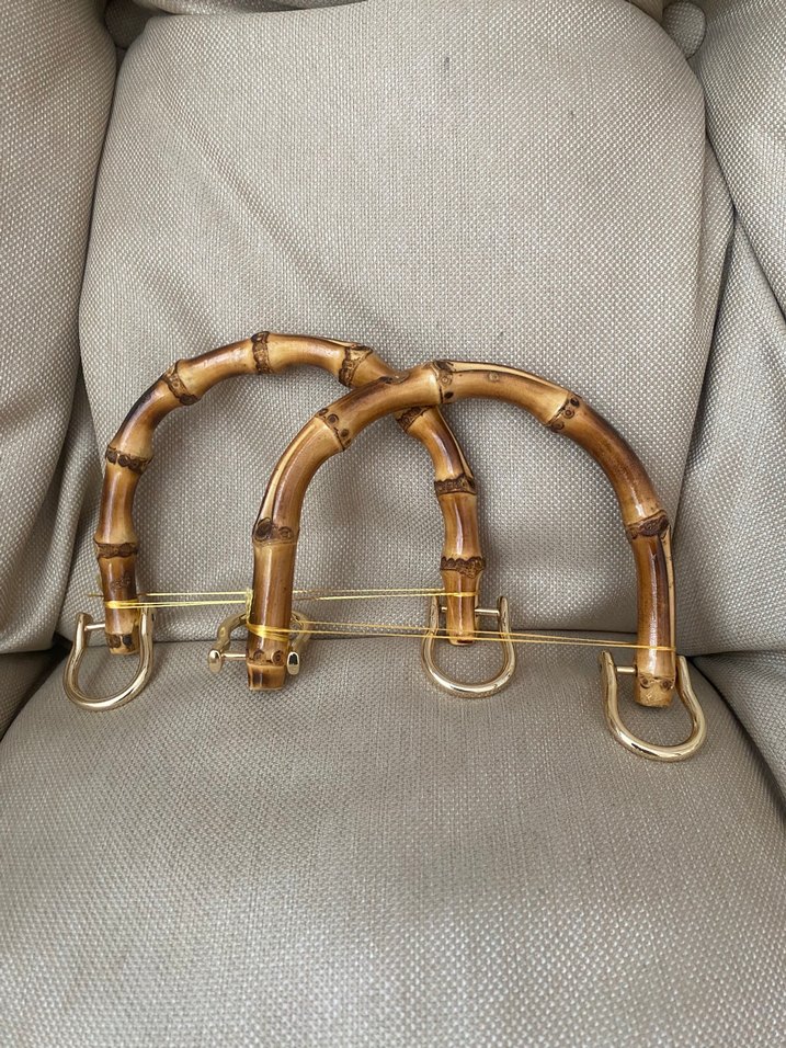 Bej Gerçek Bambu çanta Saplı Toka Detaylı Çanta Sapı - Görsel 5