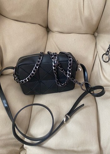 Kadın antrast siyah Zincir Çanta Sapı 120 cm ucunda kancası - Görsel 3