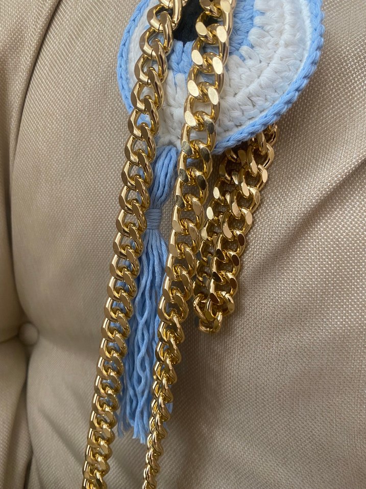 Kadın Altın Zincir Çanta Sapı 120 cm ucunda kancası - Görsel 2