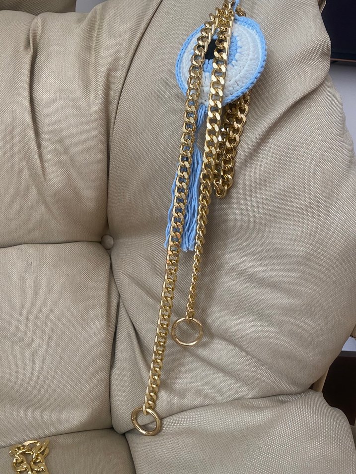 Kadın Altın Zincir Çanta Sapı 120 cm ucunda kancası - Görsel 4