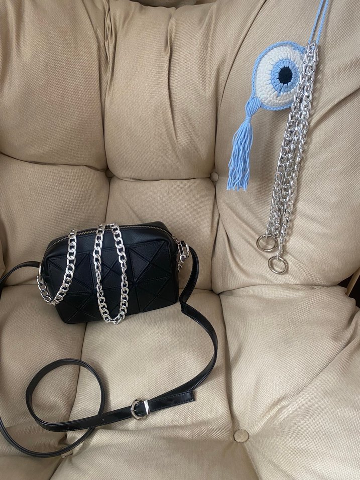 Kadın Gümüş Rengi Zincir Çanta Sapı 120 cm ucunda kancası - Görsel 3