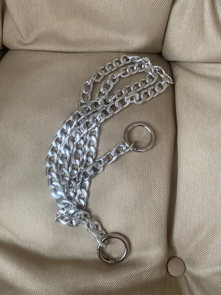 Kadın Gümüş Rengi Zincir Çanta Sapı 120 cm ucunda kancası - Görsel 2