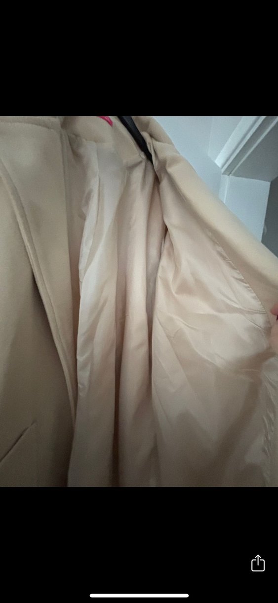 Bej Uzun Kadın Kaban Kemerli Rahat Kesim - Görsel 5