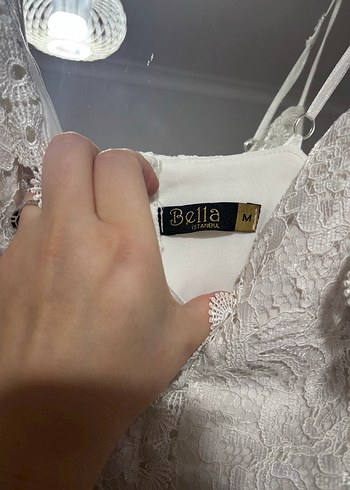 Beyaz Dantelli Bohem Gelinlik - Görsel 4